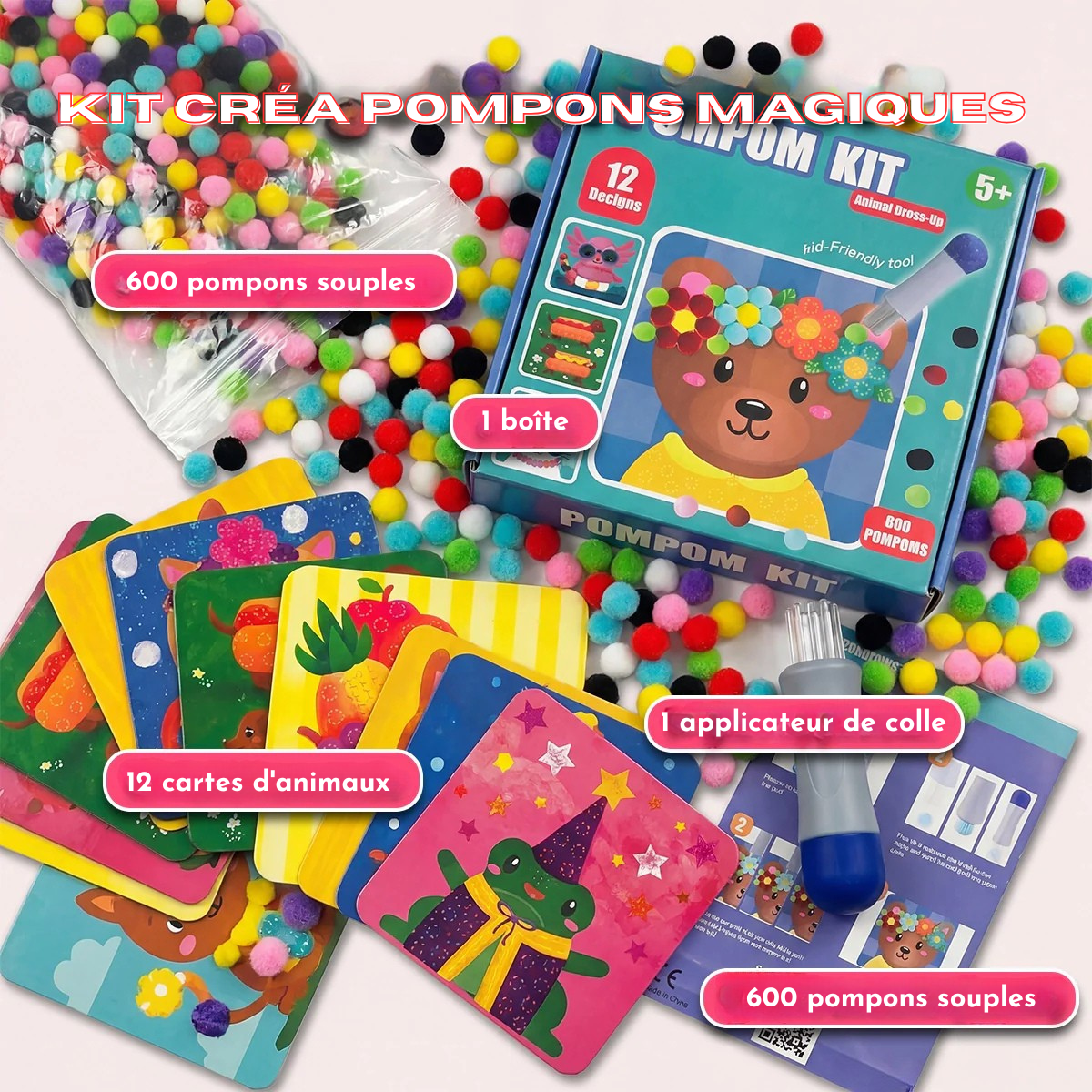 Kit Créa Pompons Magiques™ Jeux Montessori